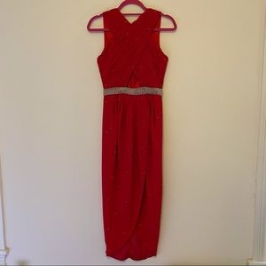 Red Beaded Virgos Lounge Dress